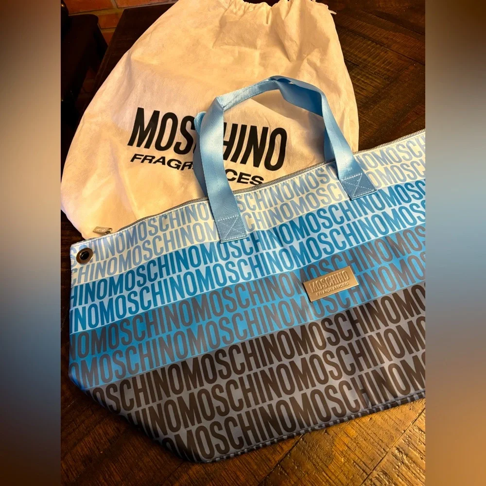 MOSCHINO Blue and Gray Travel Weekender Bag 😎💙 - Picture 1 of 6